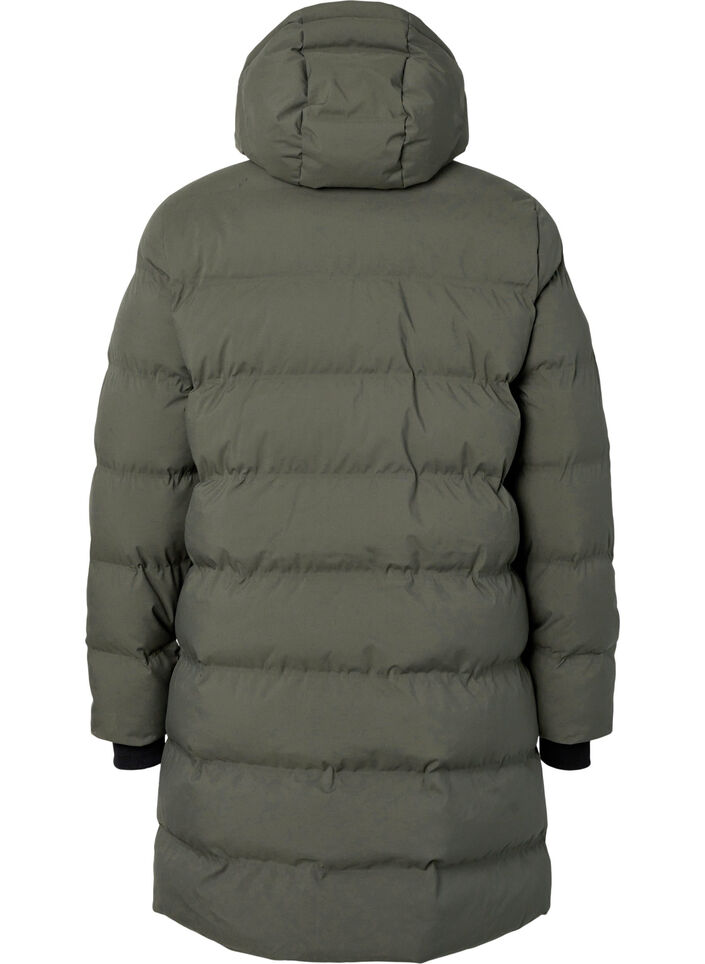 Pufferjas met capuchon en zakken, Groen, Packshot image number 1