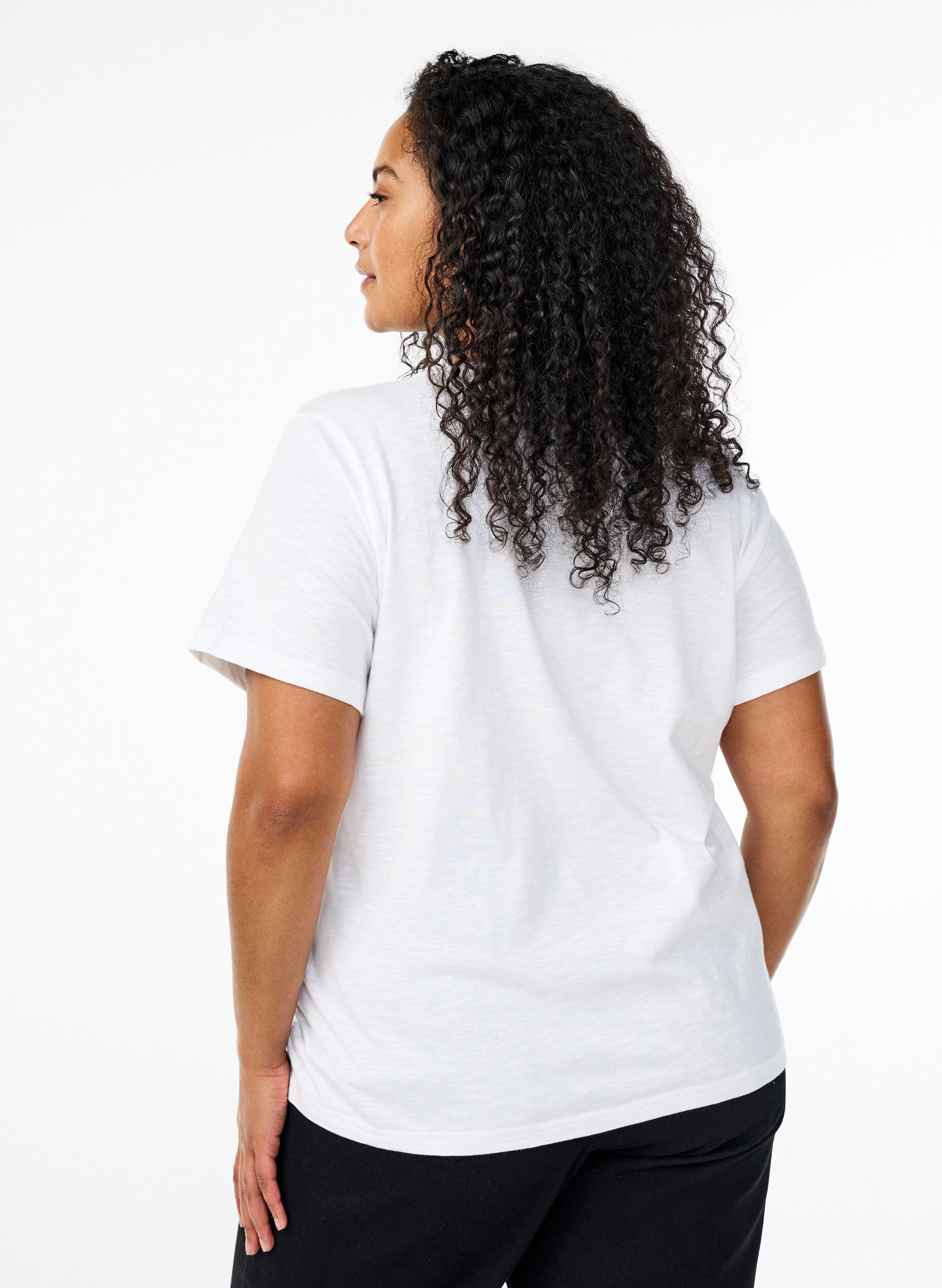ZizziT-shirt met knoopdetail, Wit, Model image number 2