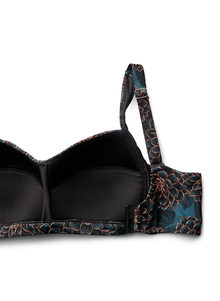 Gewatteerde bikinitop met print, Blauw, Packshot image number 3