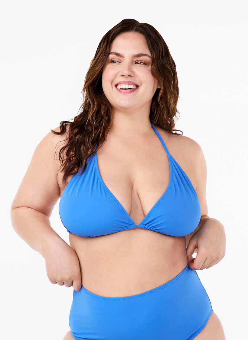 Effen triangel bikinitopje, Blauw, Model image number 0