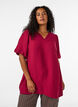 Tunic met ballonnenmouwen en een V-hals, Rood, Model image number 0