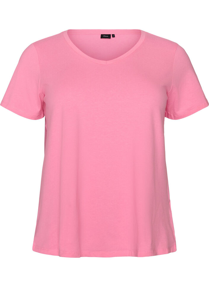 T-shirt en coton uni basique, Rose, Packshot image number 0