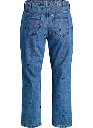 ZizziHigh waist Gemma jeans met geborduurde details, DB Hearts, Packshot image number 1