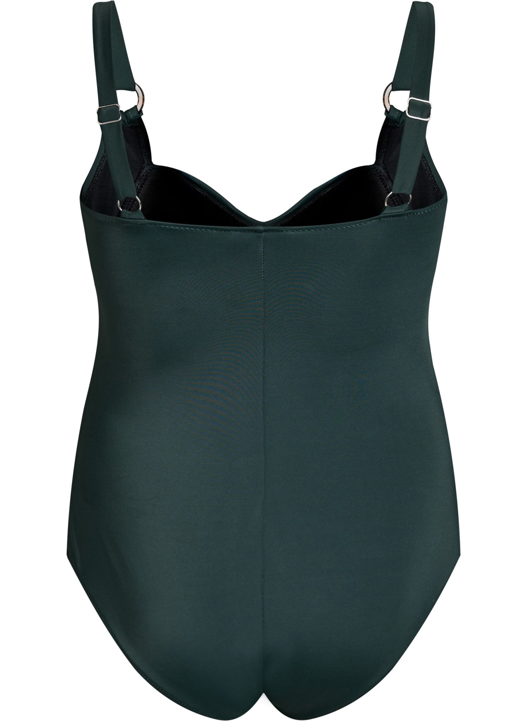 ZizziGewatteerd badpak met draperie, Groen, Packshot image number 1