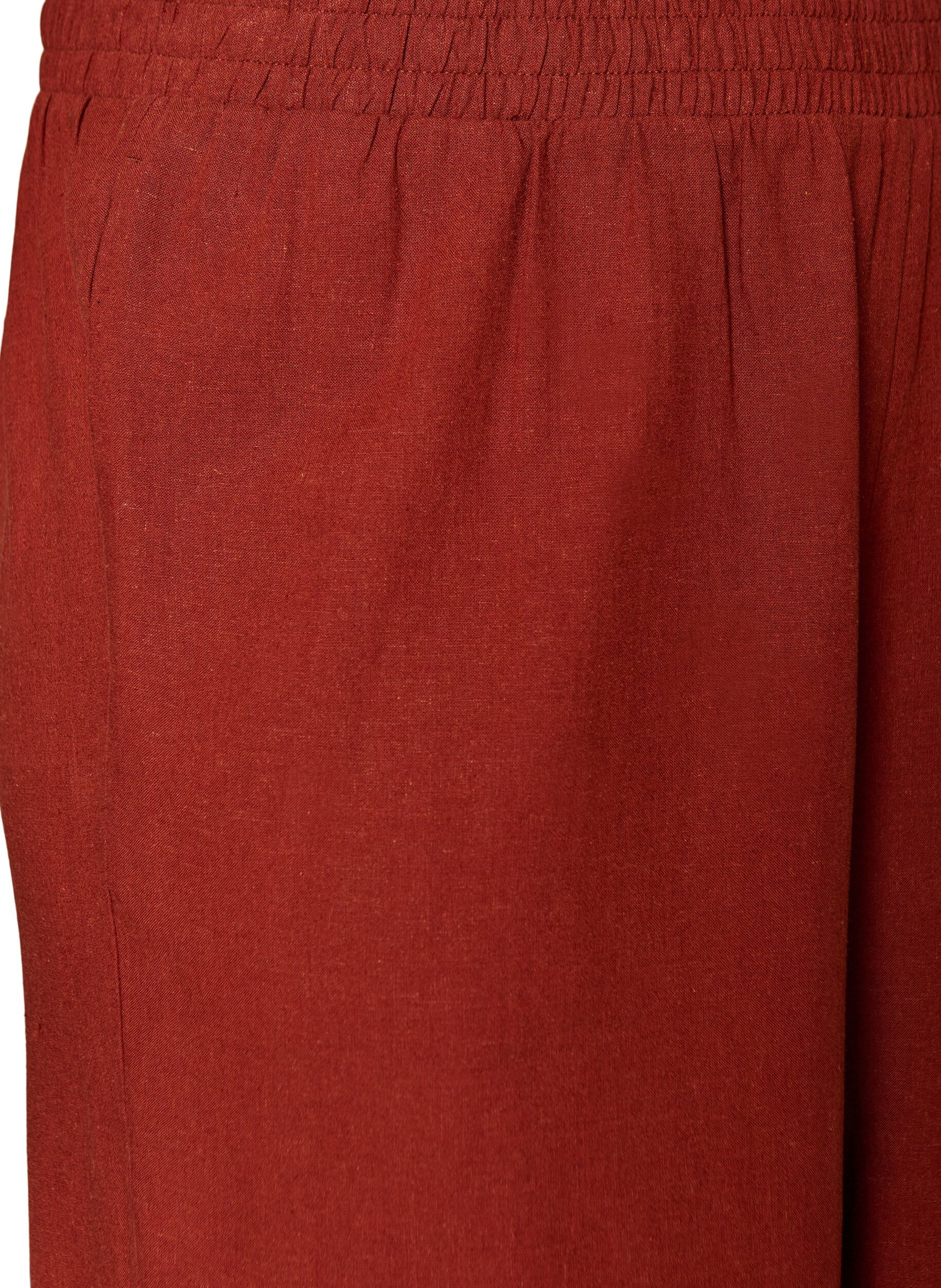 ZizziWijde linnen en viscose broek, Rood, Packshot image number 2