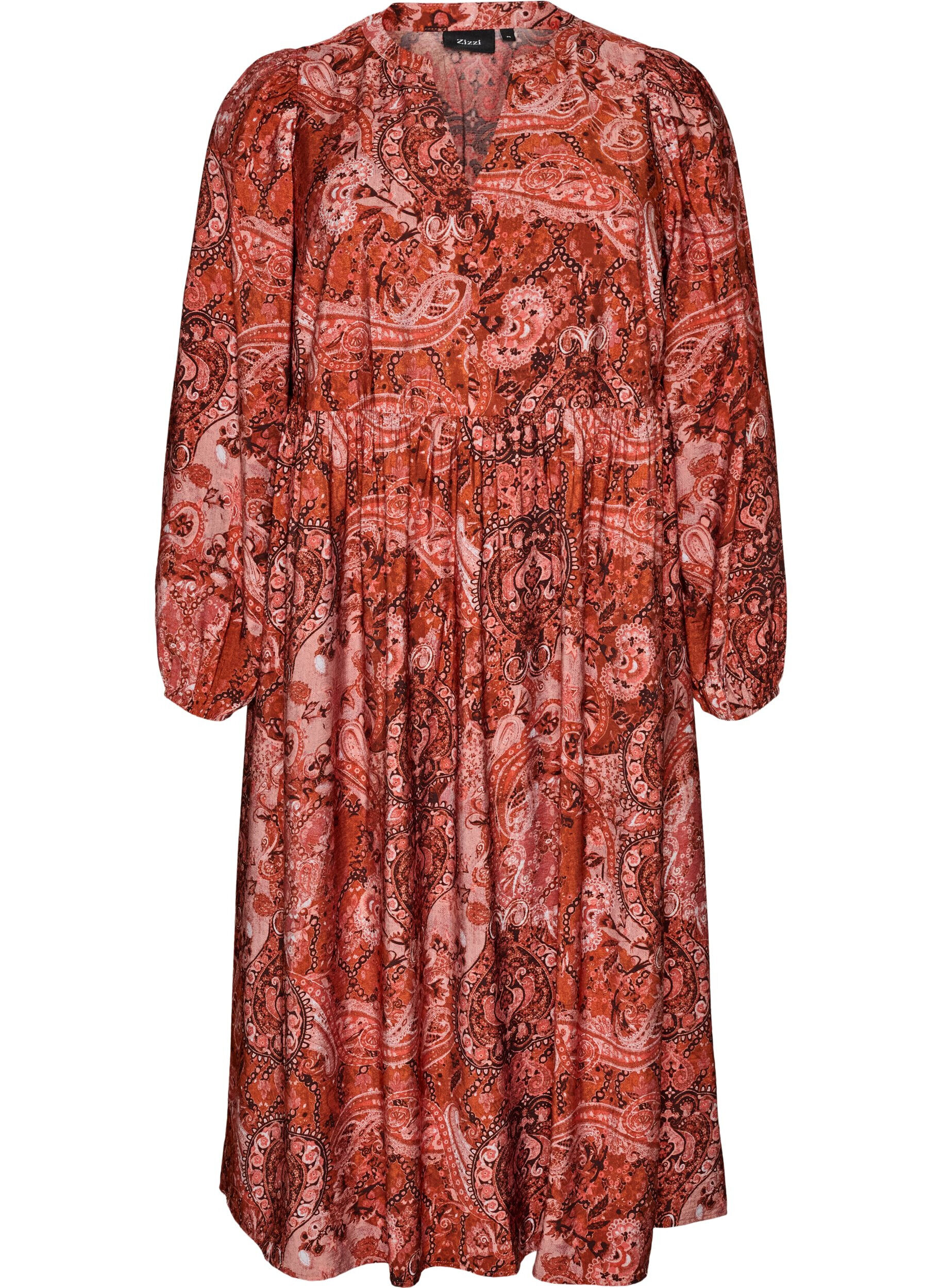 Viscose midi-jurk met paisleyprint