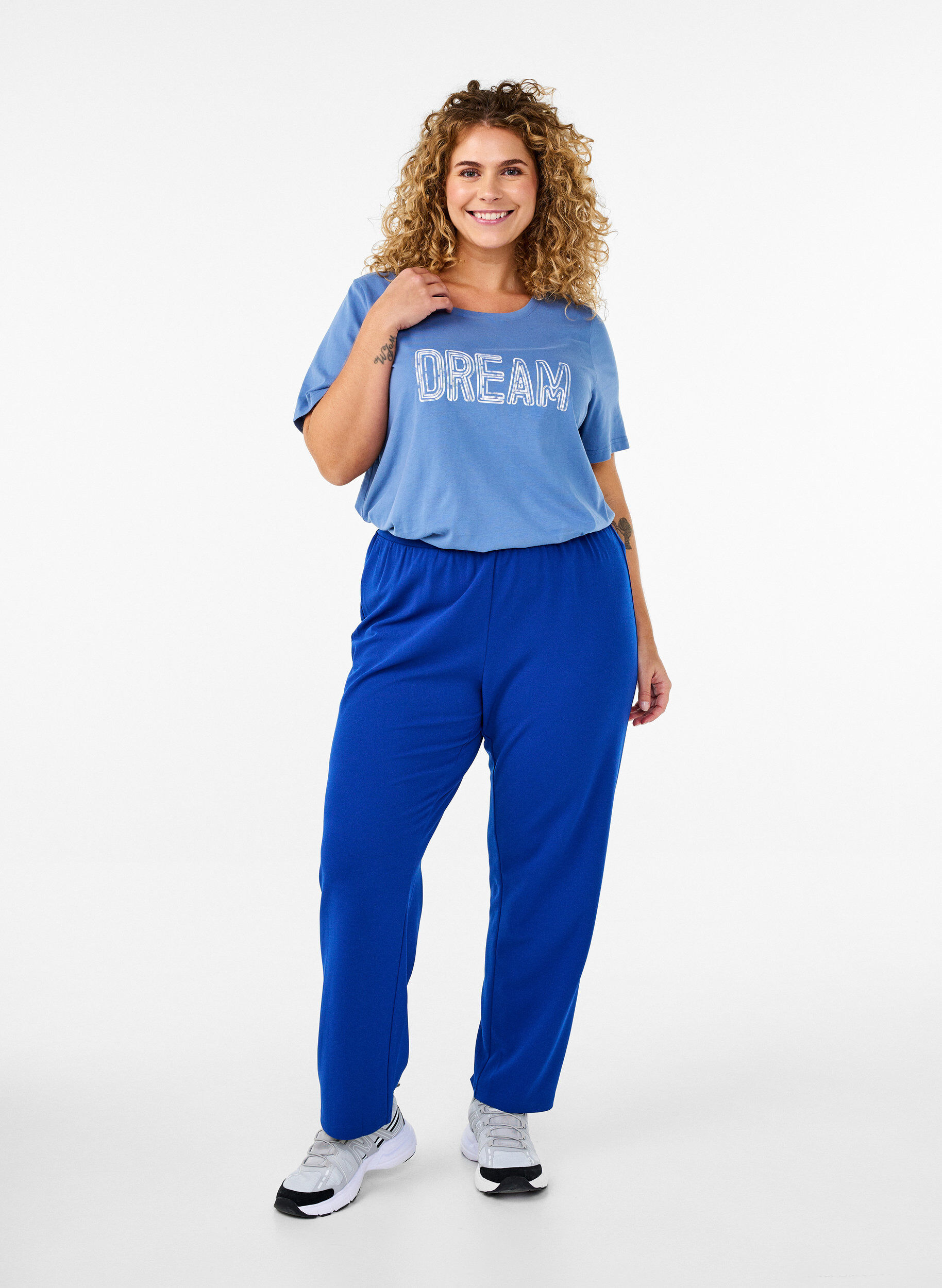 Broek met rechte pasvorm, Blauw, Model