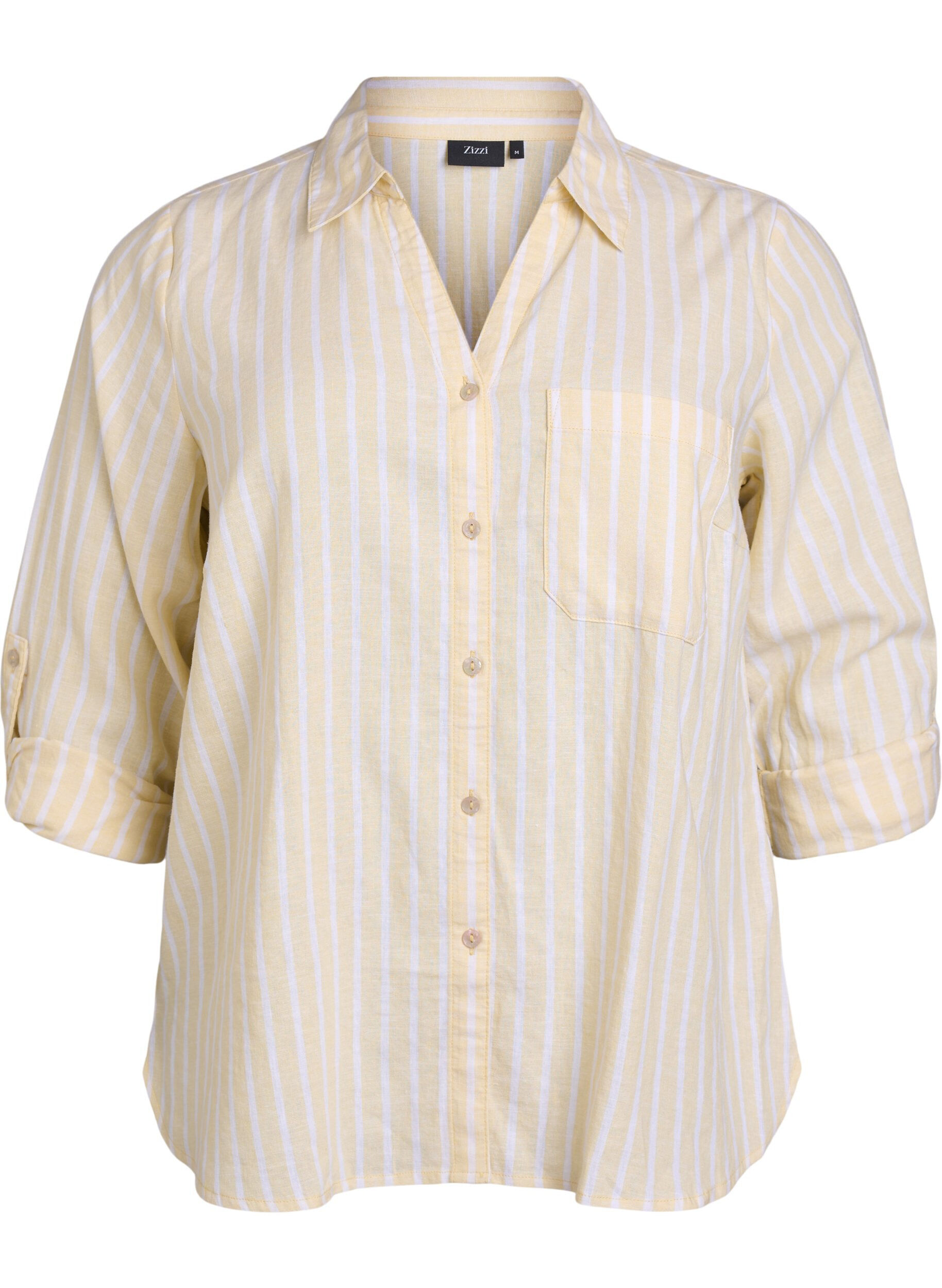 ZizziChemise en lin et viscose avec manches 3/4, Beige, Packshot image number 0