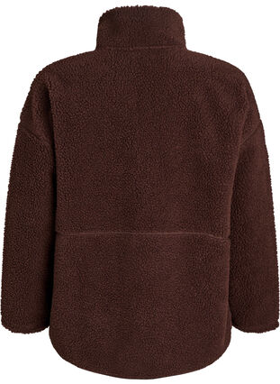 ZizziSportieve teddy fleece jas met ritssluiting, Hot Fudge, Packshot image number 1