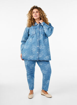 ZizziMille jeans met een bloemenpatroon, Light Blue Denim, Model image number 0