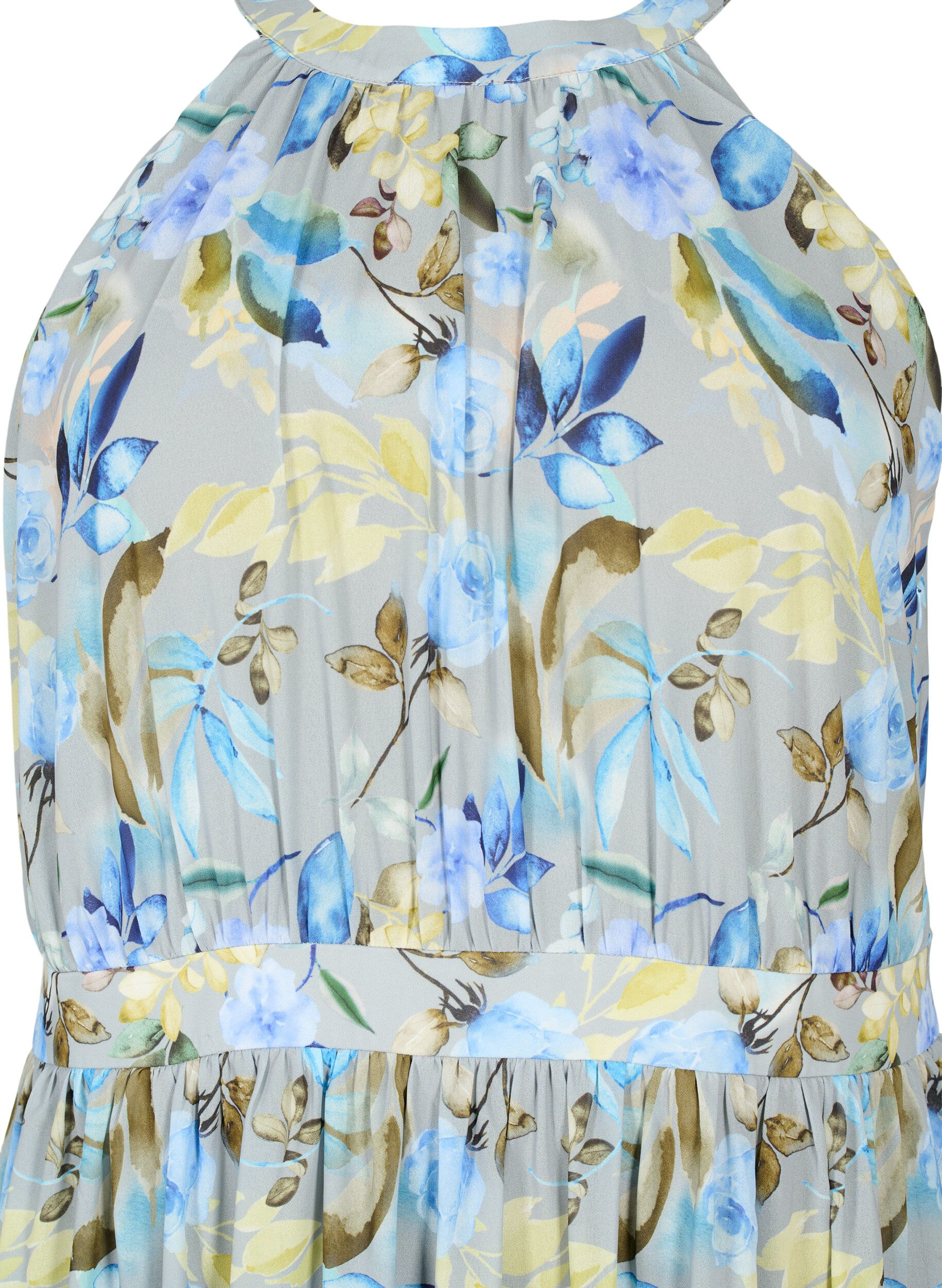 ZizziGebloemde maxi-jurk met halternek, Wrought Iron AOP, Packshot image number 2