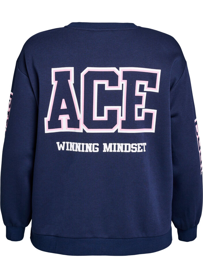 Sweatshirt met statementprint op de mouwen en achterkant, Navy Blazer, Packshot