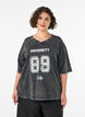 Oversized T-shirt in biologisch katoen met een collegeprint, Zwart, Model image number 0
