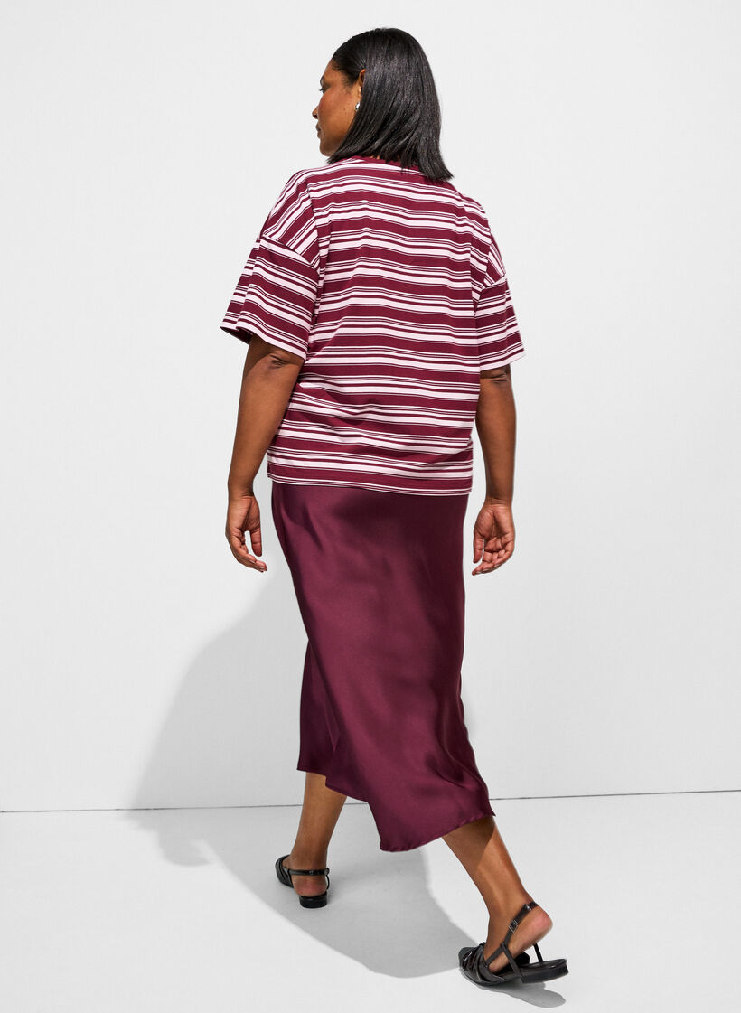 Satijnen midi rok, Rood, Model image number 1
