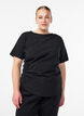 Blouse met korte mouwen en ruches met een asymmetrische zoom, Zwart, Model image number 0