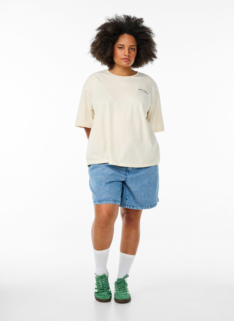 Oversized T-shirt met rugprint, Beige, Model image number 1