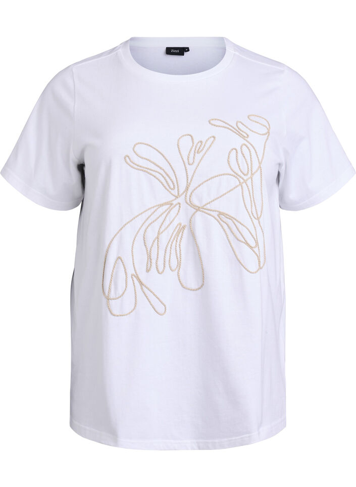 T-shirt in biologisch katoen met koorddetail, White S.T.Pearls, Packshot