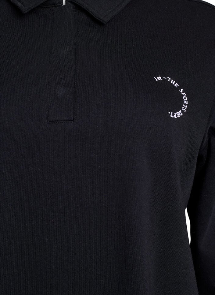 Sporty sweatshirt met kraag, Black, Packshot
