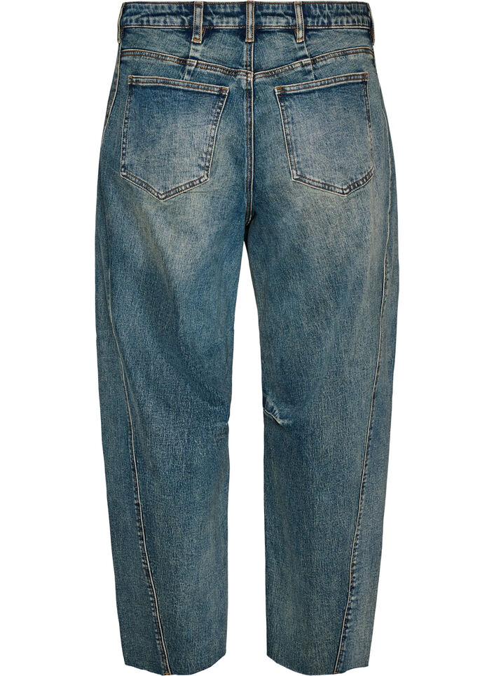 Barrel-fit jeans met een distressed wash, Blauw, Packshot image number 1