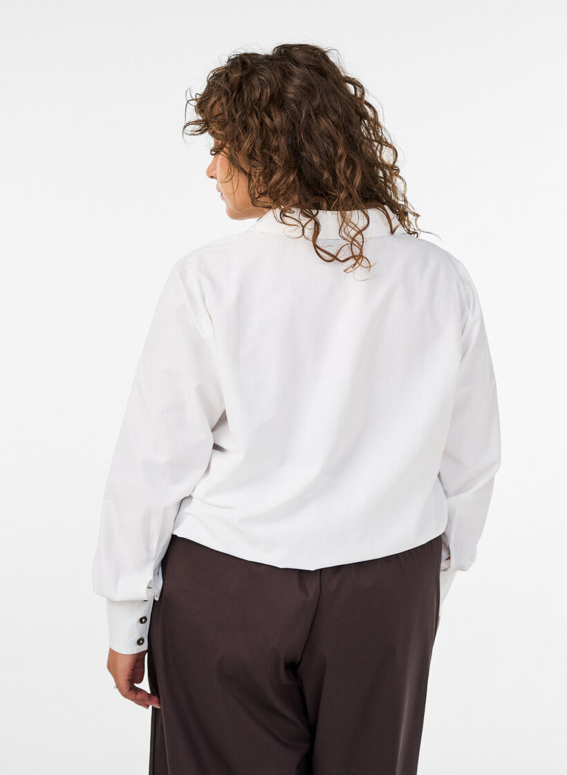 Shirt met borstzak en ballonvorm, Wit, Model image number 2