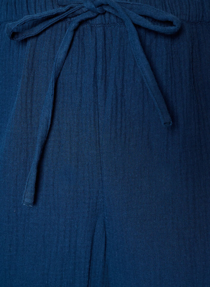Pantalon de pyjama ample en mousseline de coton, Bleu, Packshot image number 2