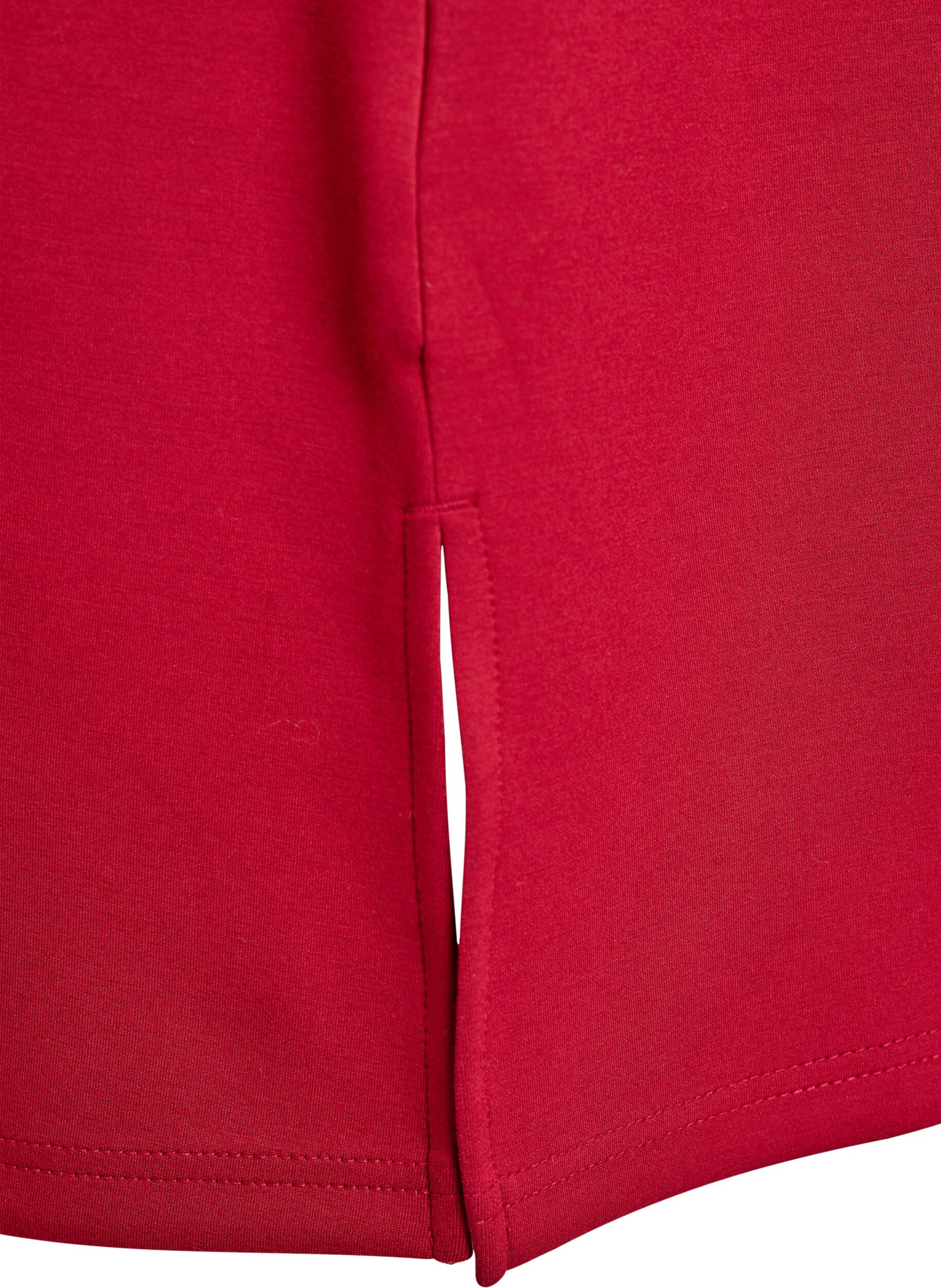 ZizziT-shirtjurk van jersey met zijsplitten, Rood, Packshot image number 3