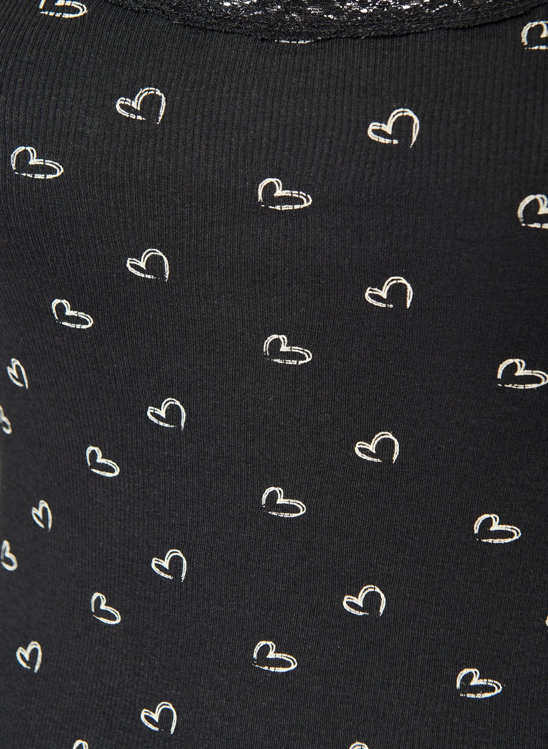 ZizziTop met print en kanten rand, Zwart, Packshot image number 2
