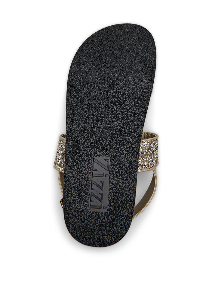 Wide fit - Glitter sandaal met klittenbandsluiting, Golden Glitter, Packshot