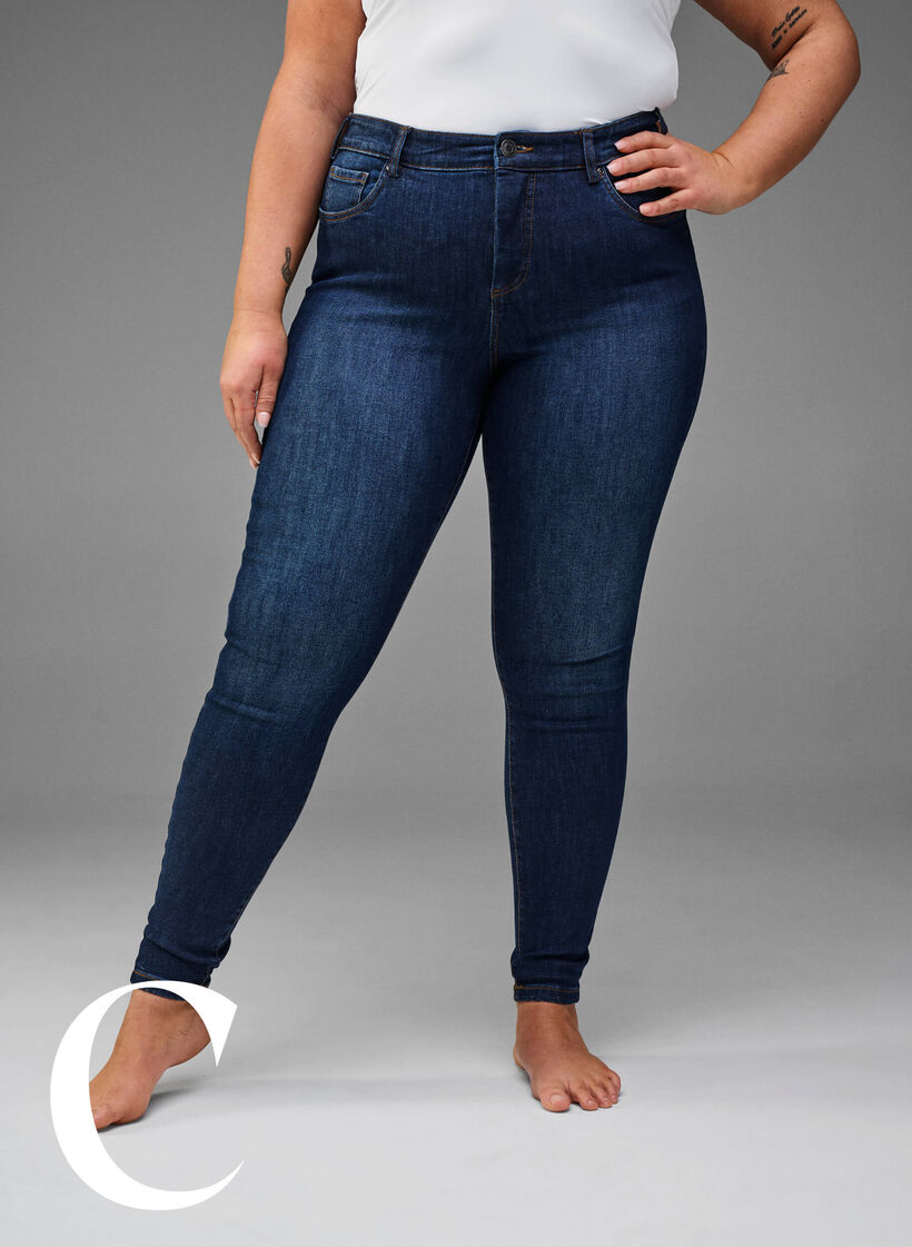 Super smalle jeans met hoge taille, Dark Blue, Model
