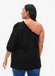 One-shoulder blouse in viscose, Zwart, Model image number 2