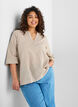 Blouse in linnen en viscose met mouwen 1/2, Geel, Model image number 3