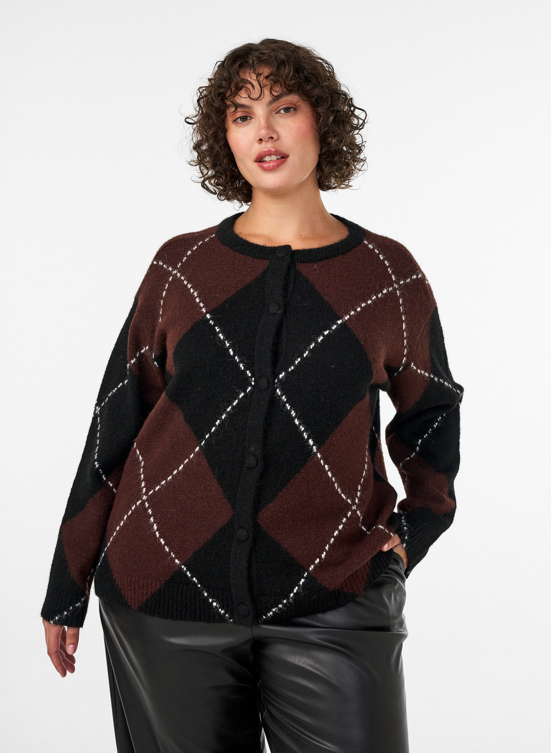 Vest met argylepatroon, Zwart, Model