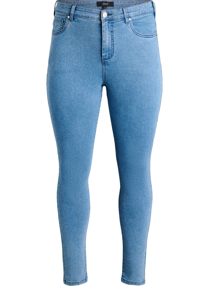 Jean Amy taille haute coupe super slim, Bleu, Packshot image number 0