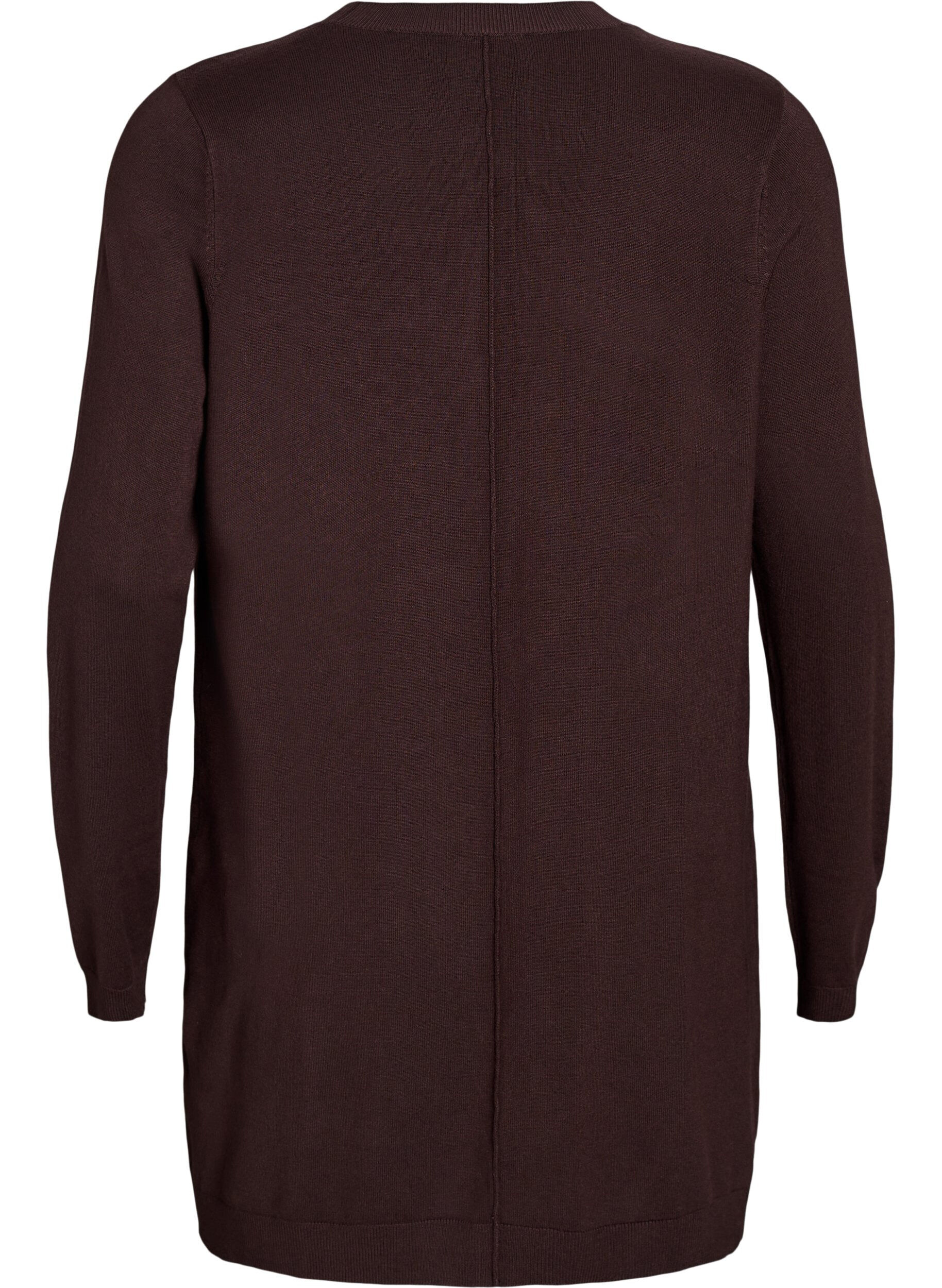 ZizziLang gebreid vest van een viscose mix, Bruin, Packshot image number 1