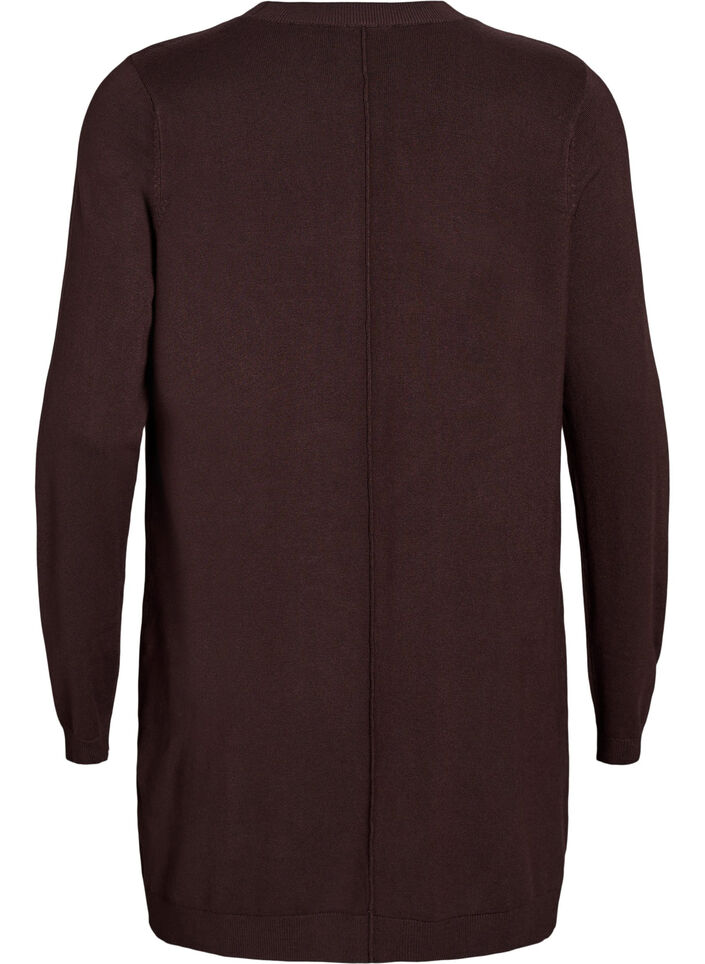 Lang gebreid vest van een viscose mix, Bruin, Packshot image number 1
