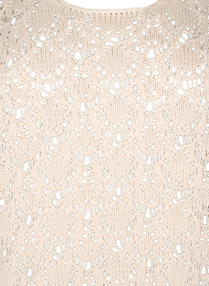 Gebreide blouse met korte vleermuismouwen, Beige, Packshot image number 2