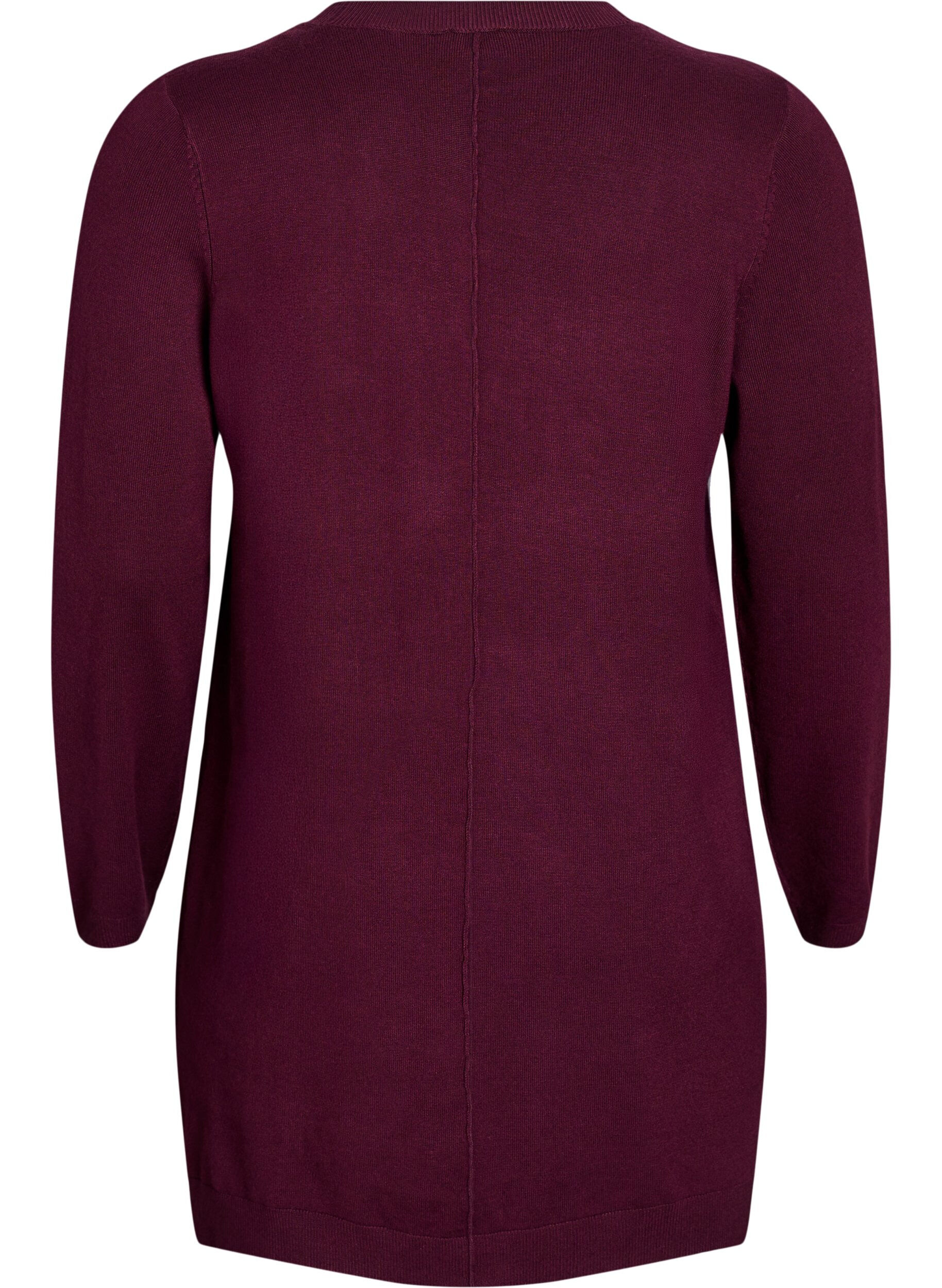 ZizziLang gebreid vest van een viscose mix, Rood, Packshot image number 1