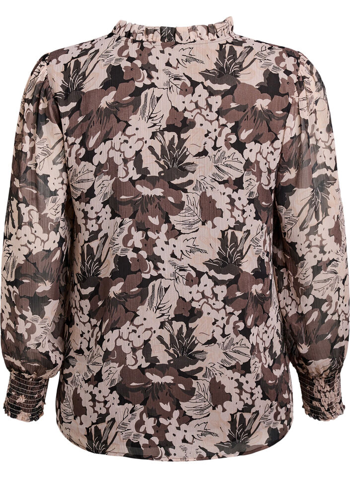 Blouse met bloemenprint, Zwart, Packshot image number 1
