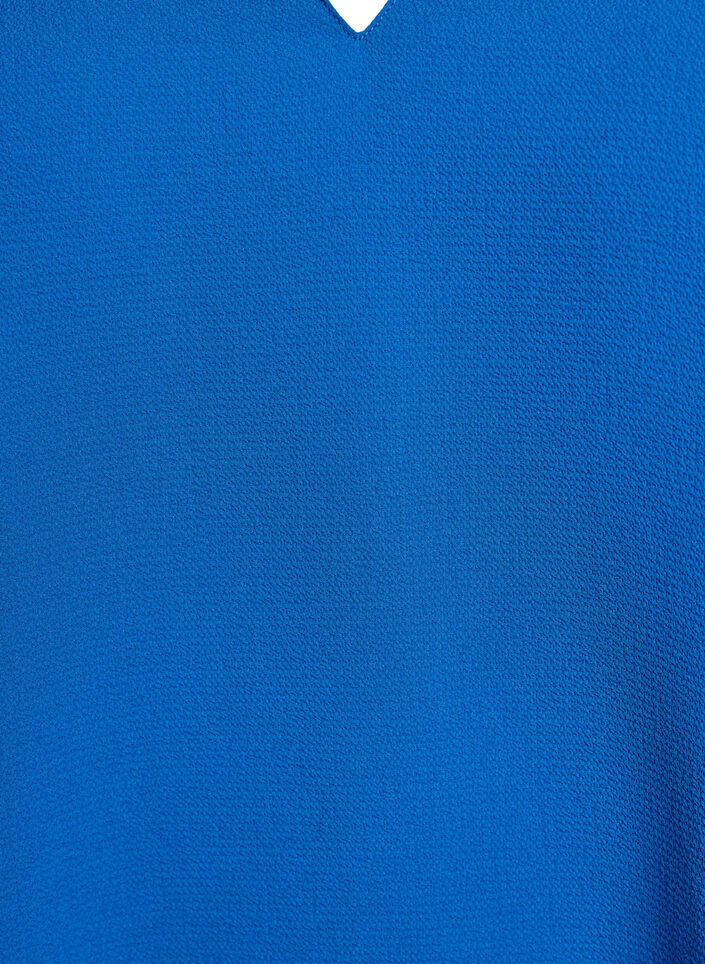 Blouse met korte mouwen en V-hals, Blauw, Packshot image number 2