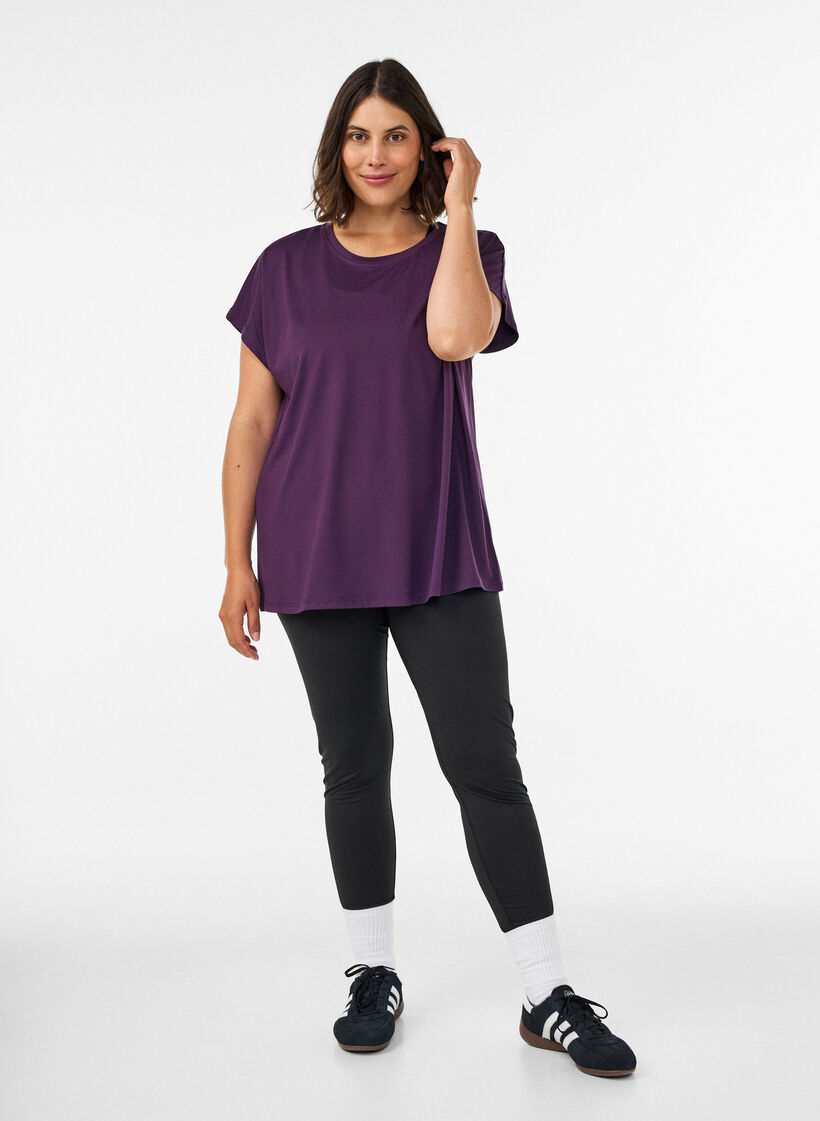 Effen gekleurd trainingsshirt, Paars, Model image number 1