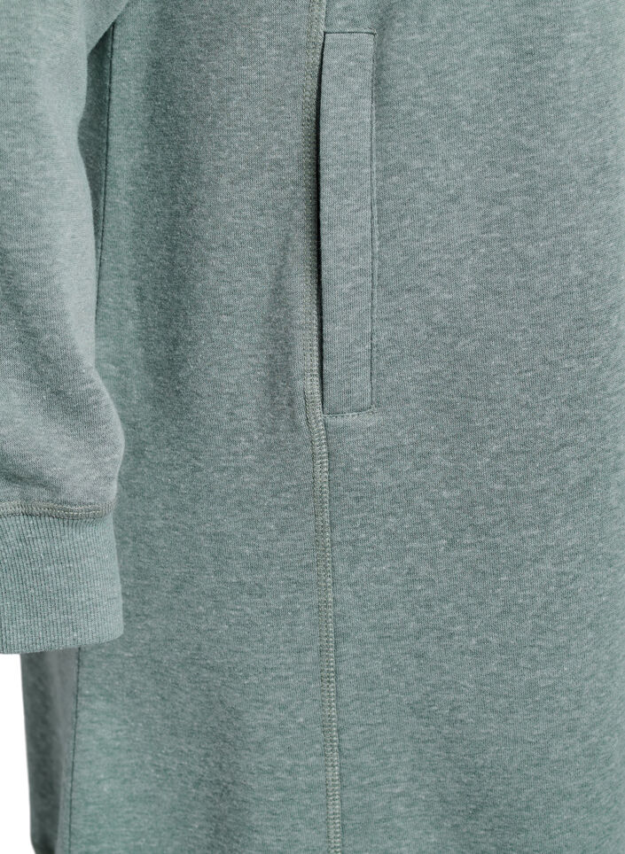 FLASH - Kort sweatshirt jurk met hoge kraag en zakken, Groen, Packshot image number 3
