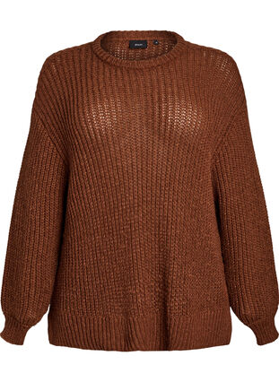 ZizziGebreide blouse met franjes aan de achterkant, Tiramisu, Packshot image number 0