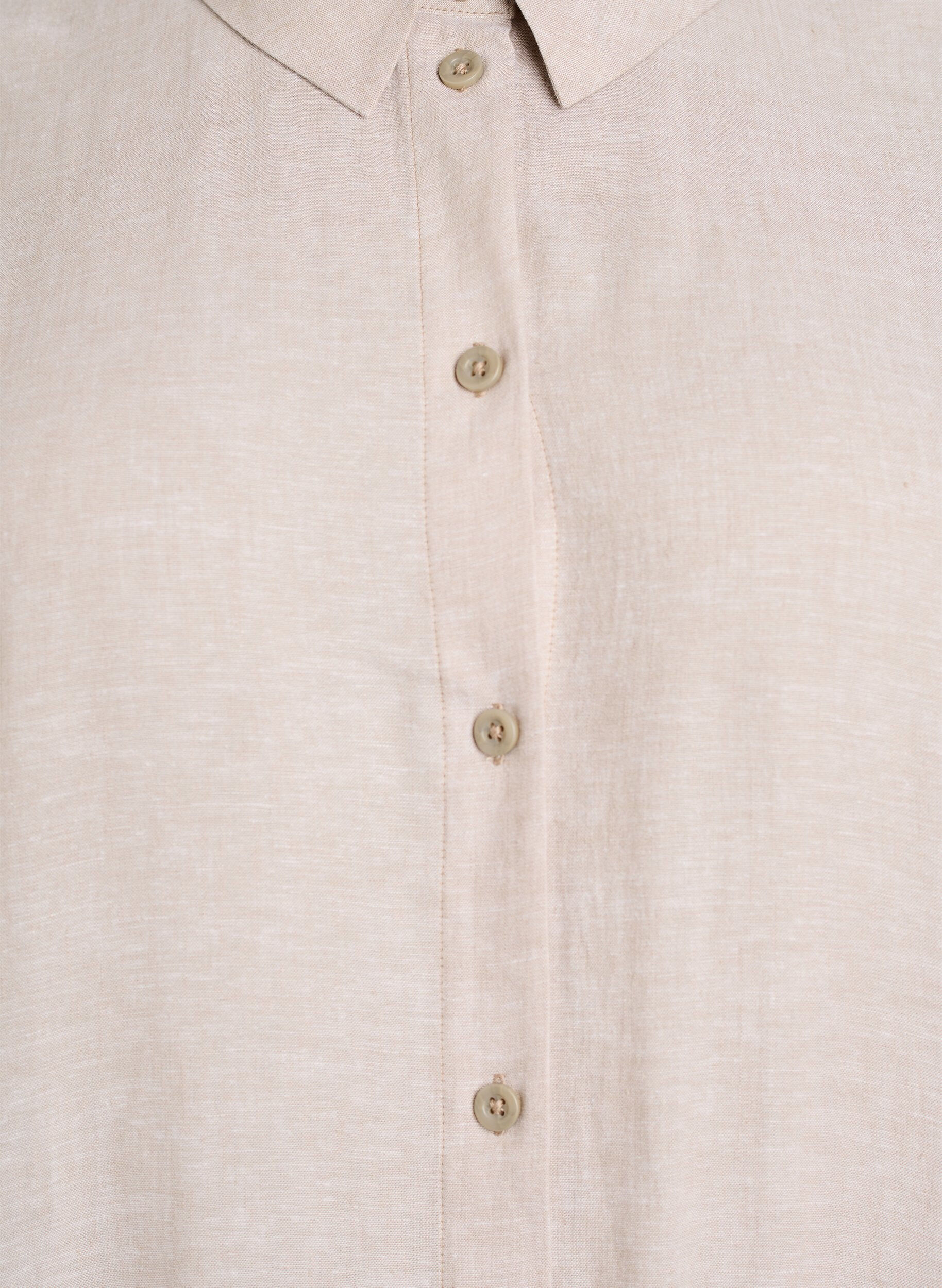 ZizziShirtjurk in linnen en viscose met korte mouwen, Beige, Packshot image number 2