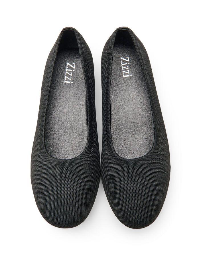 Ballet flats in een fijn textuurstofje, Zwart, Packshot image number 2