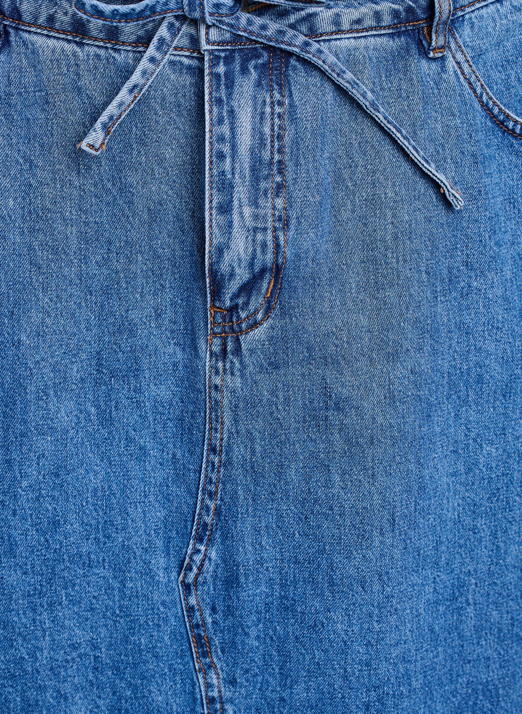 Zizzi Jupe maxi en denim avec ceinture &agrave; nouer, Bleu, Packshot image number 2