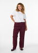 Gekleurde high-waist jeans met een strikceintuur, Rood, Model image number 0