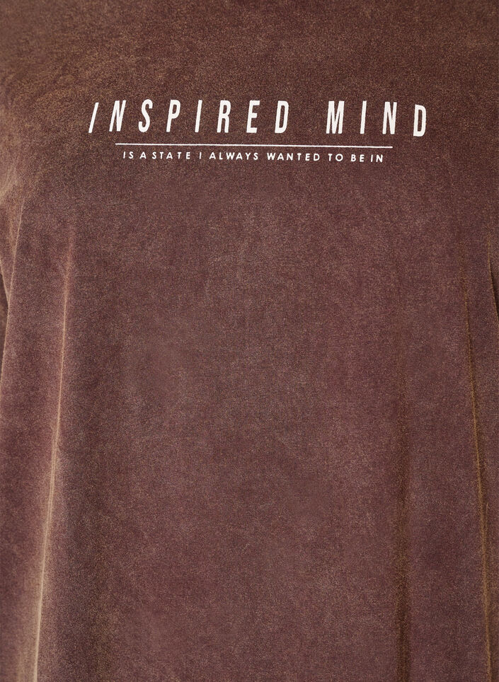 Losse T-shirt jurk met een gewassen look, Bruin, Packshot image number 2