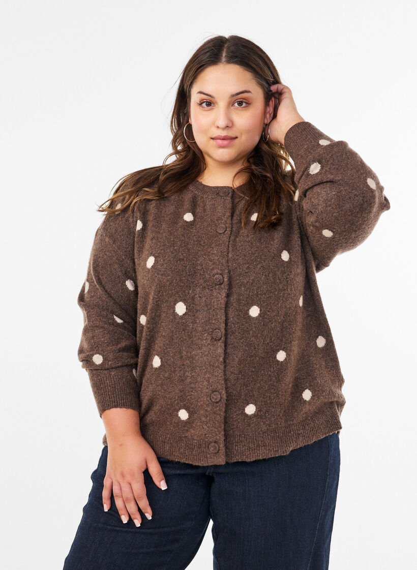 Vest met stippenpatroon, Bruin, Model image number 0