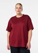 T-shirt met ronde hals en rhinestones, Donker Bordeaux, Model image number 0