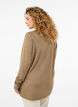 Blouse met geborduurde details en lange mouwen, Bruin, Model image number 2